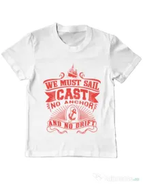 Tricou ADLER copil Cast no anchor Alb