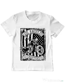 Tricou ADLER copil Flag and bike Alb