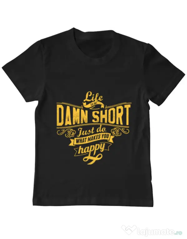 Tricou ADLER copil Life is so damn short Negru