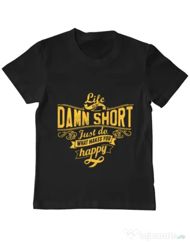 Tricou ADLER copil Life is so damn short Negru
