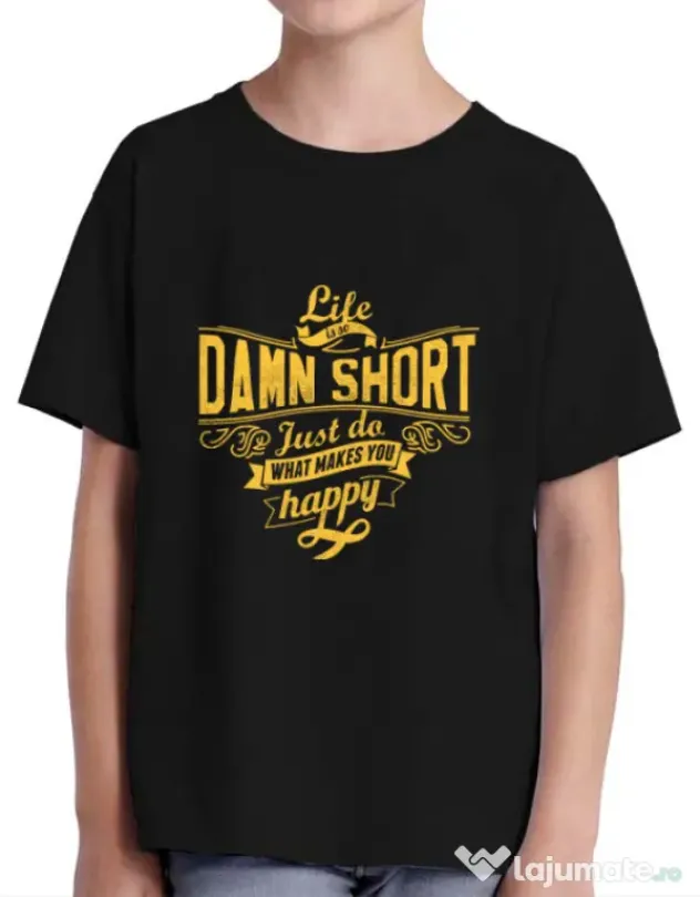 Tricou ADLER copil Life is so damn short Negru