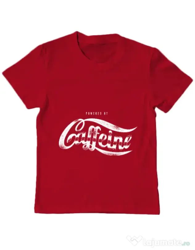 Tricou ADLER copil Powered by caffeine Rosu