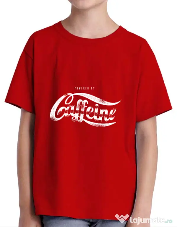 Tricou ADLER copil Powered by caffeine Rosu