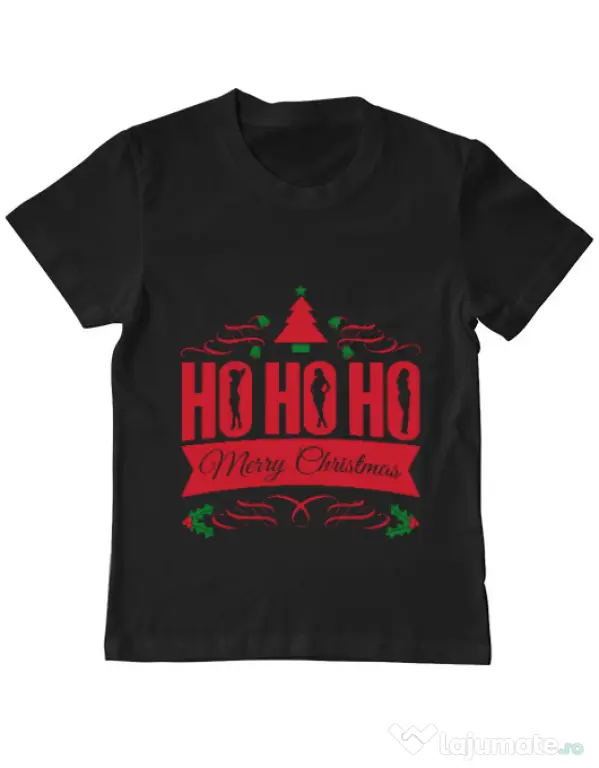 Tricou ADLER copil Ho ho ho Merry Christmas Negru