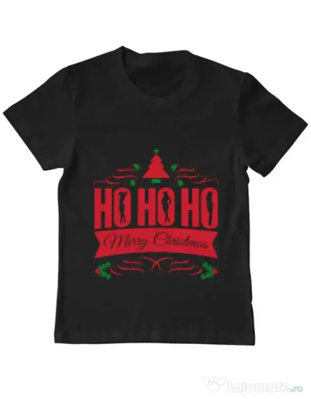 Tricou ADLER copil Ho ho ho Merry Christmas Negru