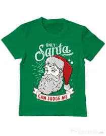 Tricou ADLER copil Only santa can judge me Verde mediu