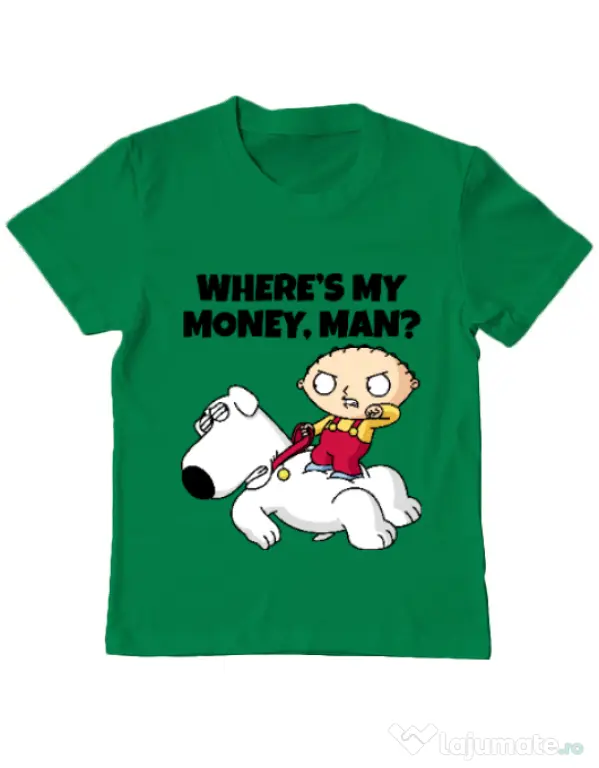Tricou ADLER copil Where s my money Verde mediu