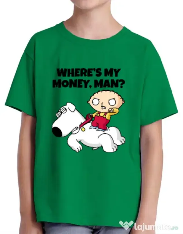 Tricou ADLER copil Where s my money Verde mediu