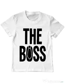 Tricou ADLER copil The boss Alb