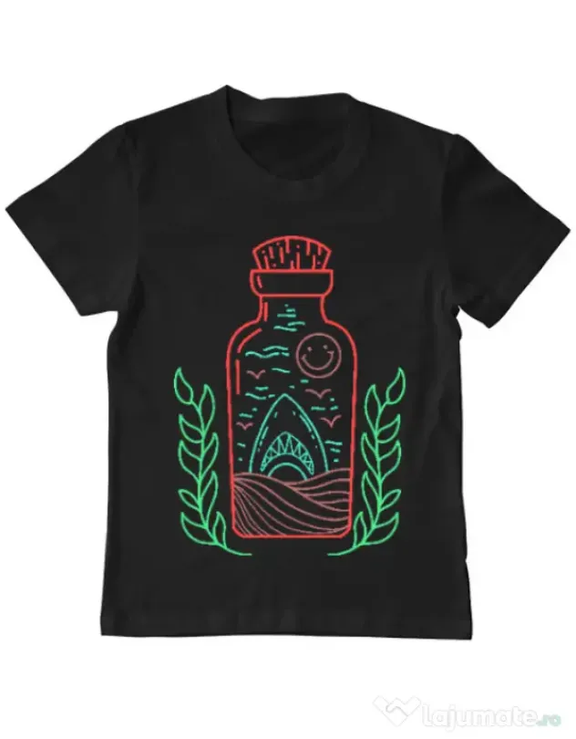 Tricou ADLER copil Shark in a bottle Negru