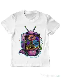 Tricou ADLER copil Flower television Alb