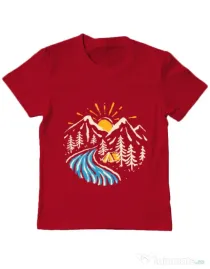 Tricou ADLER copil Camp river Rosu