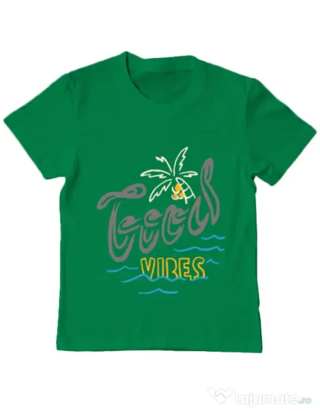 Tricou ADLER copil Cool vibes typo Verde mediu