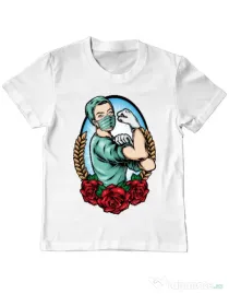 Tricou ADLER copil Rockabilly Nurse Alb