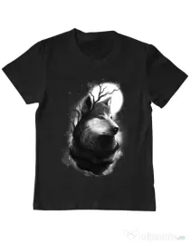 Tricou ADLER copil Night wolf Negru