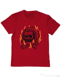 Tricou ADLER copil Skull biker Rosu