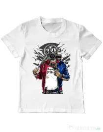Tricou ADLER copil Suicide gas mask Alb
