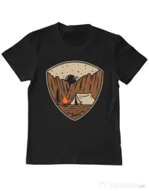 Tricou ADLER copil Camp cliffs Negru