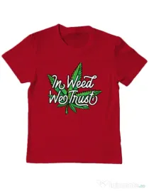 Tricou ADLER copil In weed we trust Rosu