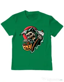 Tricou personalizat copil It's Halloween Time Verde mediu