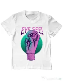 Tricou personalizat copil EYE SEE Alb
