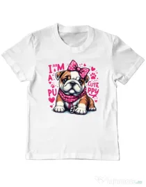 Tricou personalizat copil BULLDOG 04 Alb