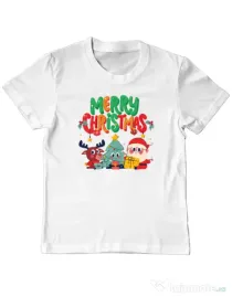 Tricou personalizat copil Hei, prietenii mei de Crăciun! Alb