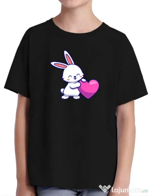 Tricou personalizat copil LOVE BUNNY Negru