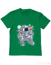 Tricou ADLER copil Astronaut Ice Cream Verde mediu