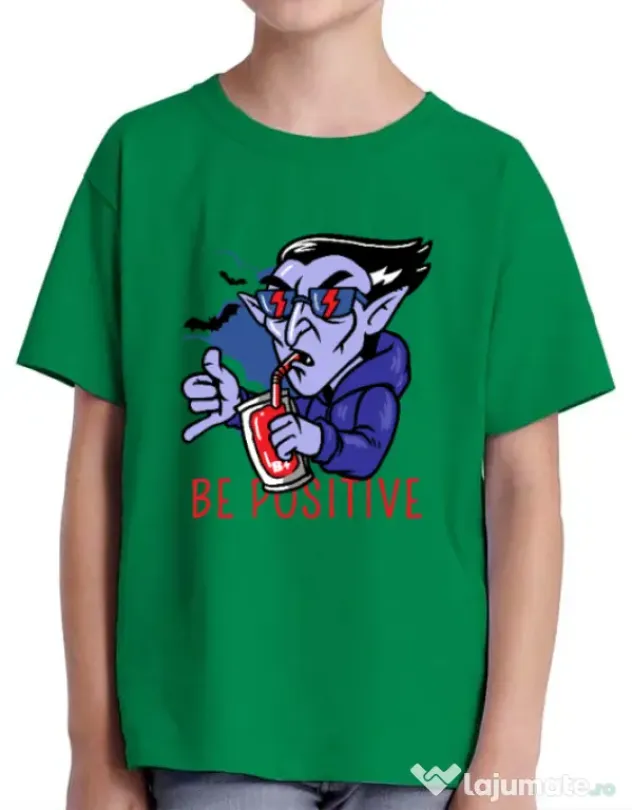 Tricou ADLER copil Be positive Verde mediu