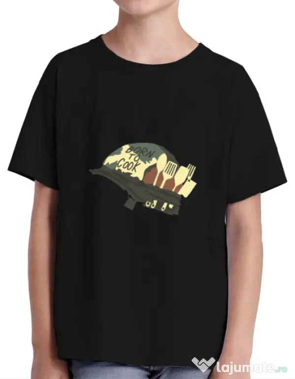 Tricou ADLER copil Born To Cook Negru