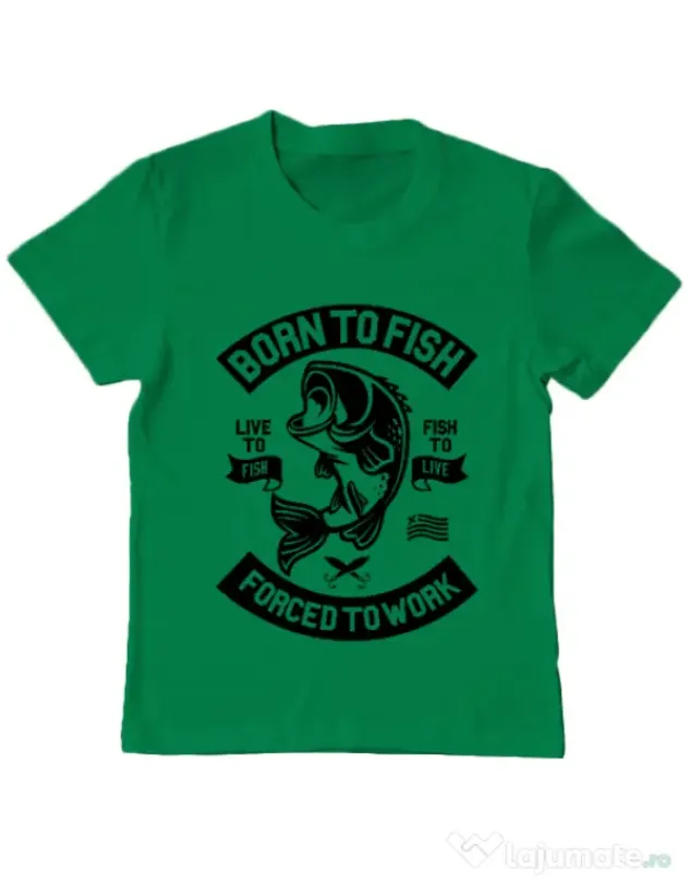 Tricou ADLER copil Born To Fish Verde mediu