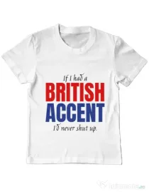 Tricou ADLER copil British accent Alb