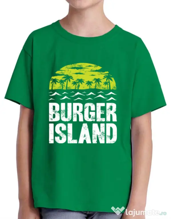 Tricou ADLER copil Burger island Verde mediu