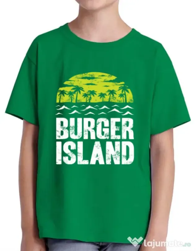 Tricou ADLER copil Burger island Verde mediu