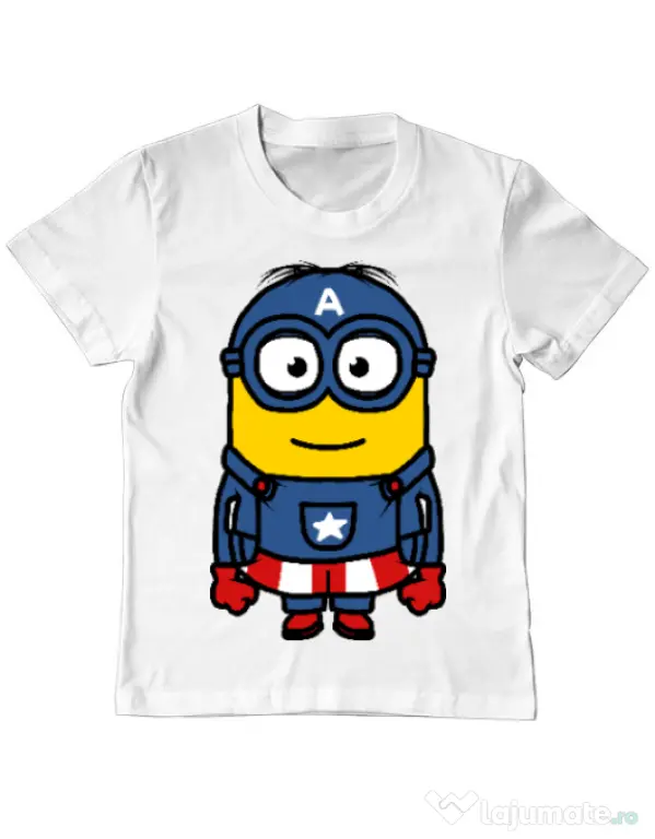 Tricou ADLER copil Captain minion Alb