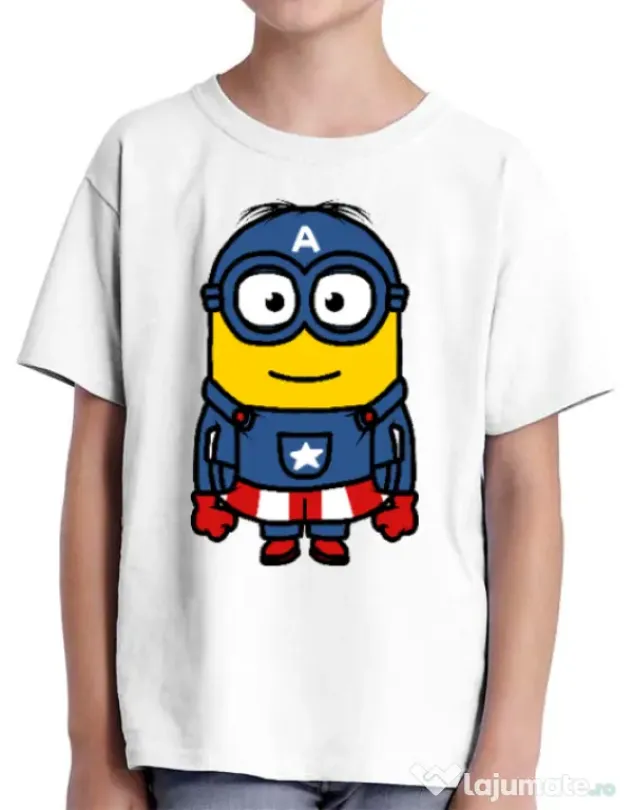 Tricou ADLER copil Captain minion Alb