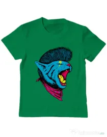 Tricou ADLER copil Cat Punk Verde mediu