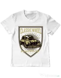 Tricou ADLER copil Classic Wheel Alb