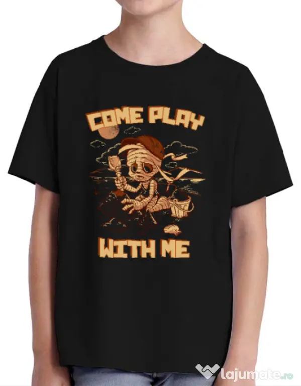 Tricou ADLER copil Come play with me Negru