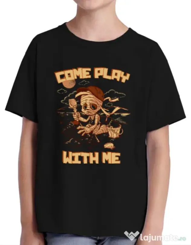 Tricou ADLER copil Come play with me Negru