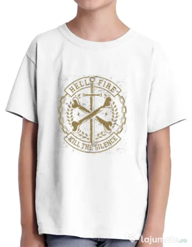 Tricou ADLER copil Cross Bones Alb