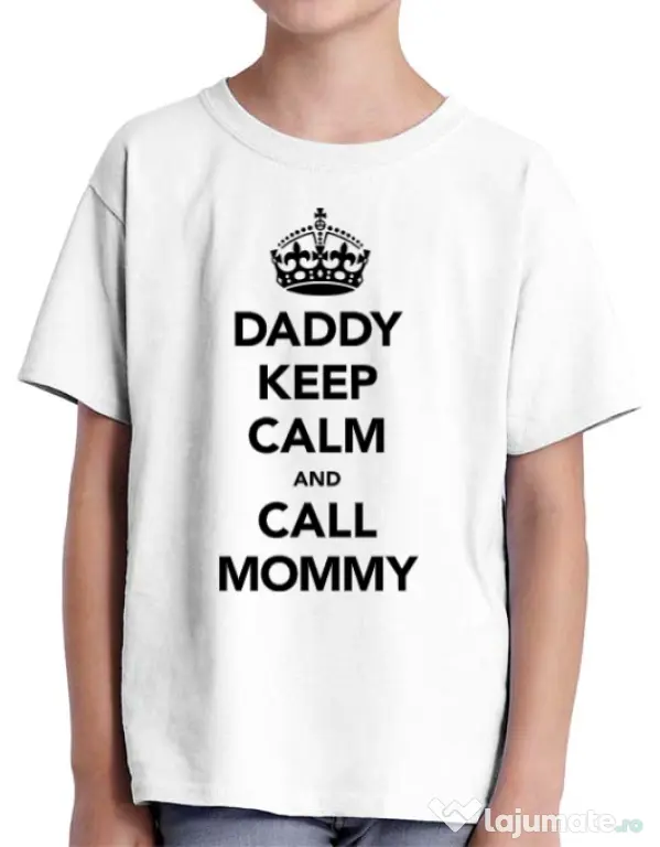 Tricou ADLER copil Daddy keep calm Alb