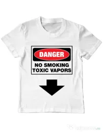 Tricou ADLER copil Danger No Smoking Alb