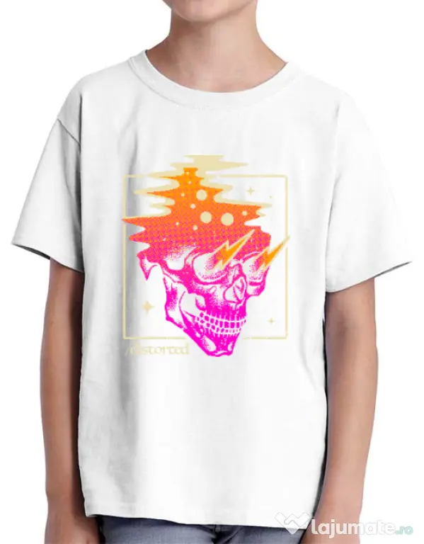 Tricou ADLER copil Distorted Alb