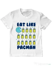 Tricou ADLER copil Eat Like Pacman Alb