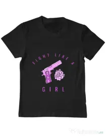 Tricou ADLER copil Fight like a girl Negru