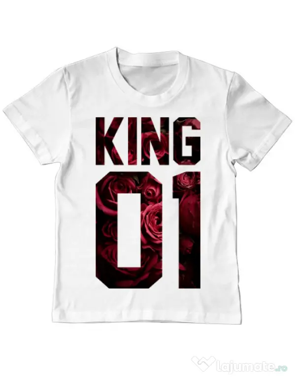 Tricou ADLER copil Flower king Alb
