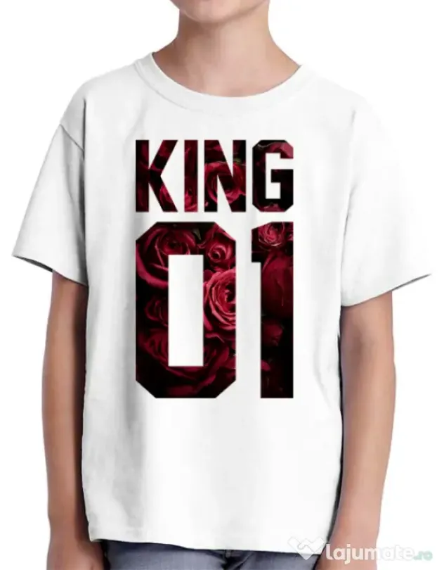 Tricou ADLER copil Flower king Alb