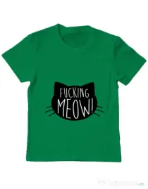Tricou ADLER copil Fucking meow Verde mediu